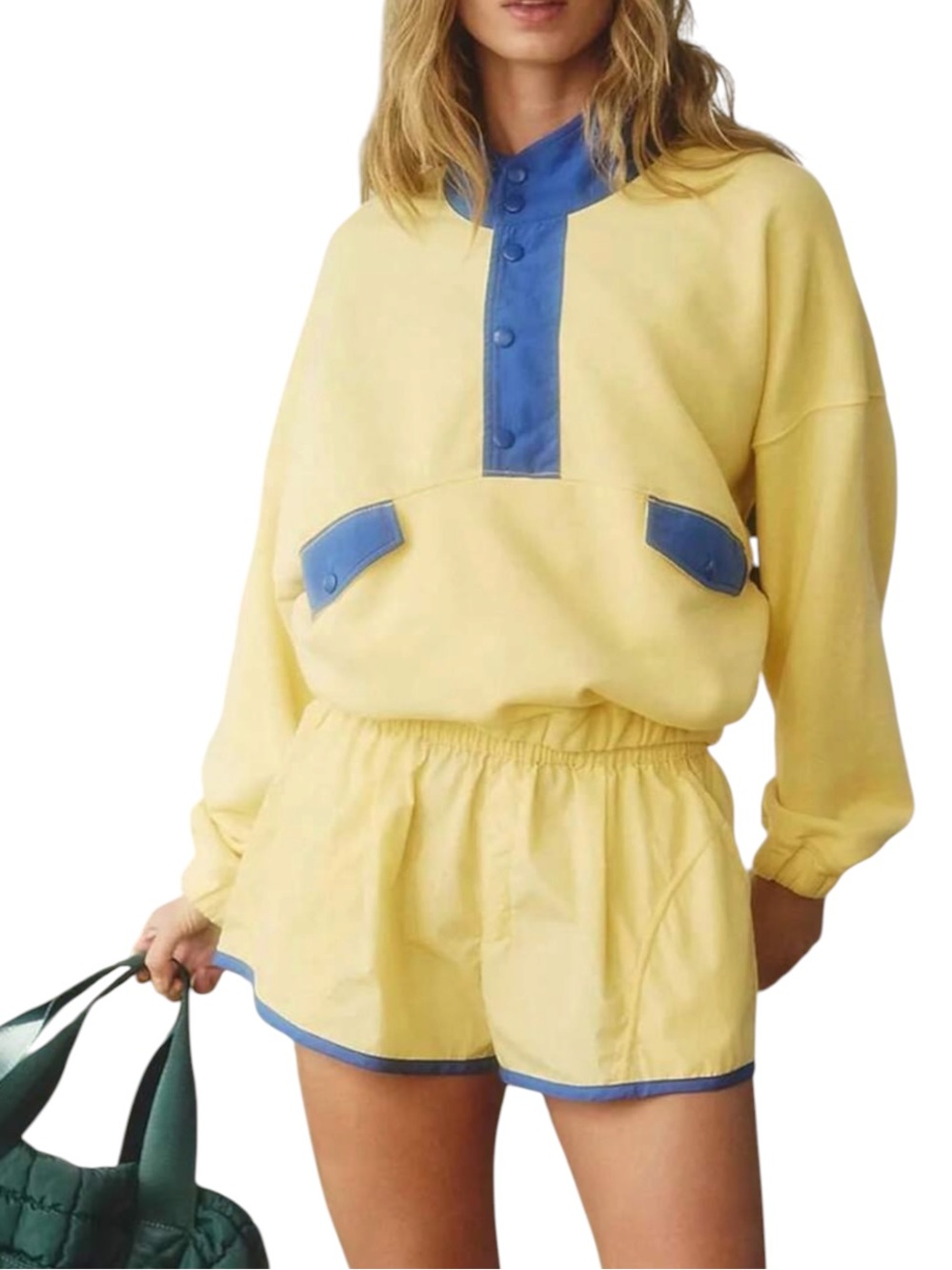 Two-Tone Yellow and Royal Blue Pullover Jacket